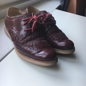 Cole Haan hair textured & leather burgundy shoes